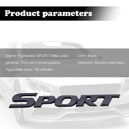Image of UGSHY 1 PC Sport Side Door Badge, Personalise 3D Metal Car Sticker, Auto Trunk Adhesive Badge Decals, Side Fender Decoration Accessories Universal for Most Cars (Black)