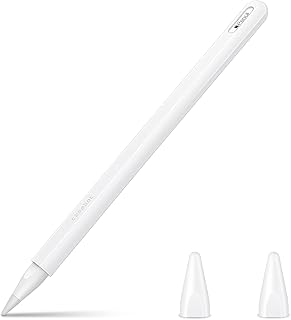 Fintie Capa de silicone para Apple Pencil 2ª geração, capa leve e macia protetora para iPad Pencil Grip com 2 capas de pontas, branca  