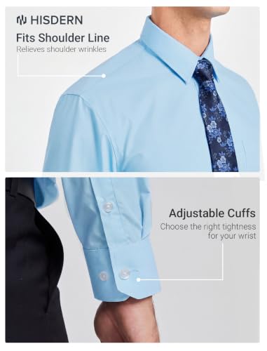 Image of HISDERN Mens Dress Shirt with Tie Pocket Square Set Classic Button Down Shirt Matching Tie Long Sleeve Shirts