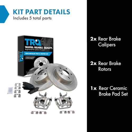 Image of TRQ Rear Brake Pad and Rotor Set Ceramic Solid Rotors Calipers | For 2013-2017 Buick Encore 2013-2016 Chevrolet Sonic 2015-2017 Trax