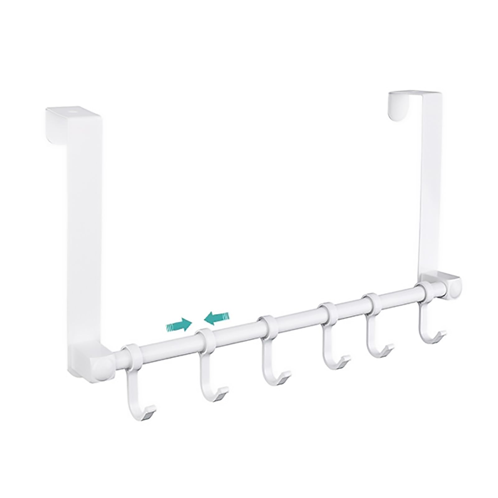 MIAOLLUN Over The Door Hooks Hanger, Moving 6-Hooks, Heavy Duty Over The Door Hanger, Over Door Towel Rack,Door Coat Hanger, Upgraded Long Arms for Bathroom Accessories,White โ image 1