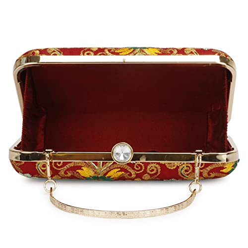 Image of LONGING TO BUY Hand Crafted Designer Box Clutch - Zari Embroidery For Women