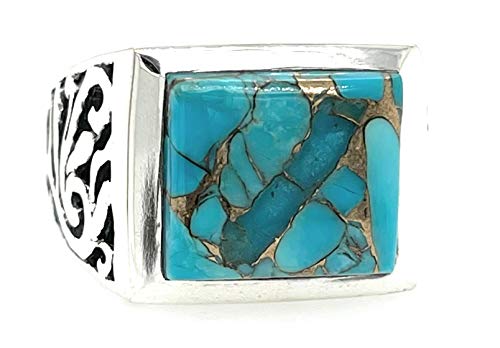 Gorgeous Blue Mohave Copper Turquoise 925 Sterling Silver Men's Ring Size 7.75, 8, 8.75, 9, 9.25, 9. Gorgeous Blue Mohave Copper Turquoise 925 Sterling Silver Men's Ring Size 7.75, 8, 8.75, 9, 9.25, 9.