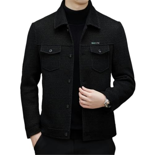 Spring Fall Men Plaid Thicken Wool Jackets Business Casual Warm Short Coats Outwear Solid Color Windproof Tops