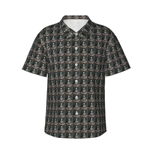 Chemise hawaïenne imprimé squelettes de yoga légère et originale