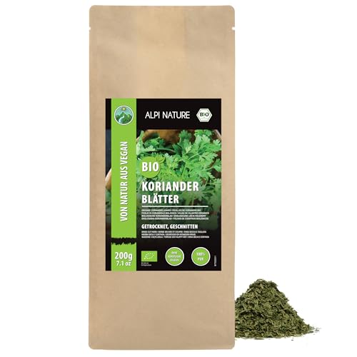 Alpi Nature Feuilles de Coriandre BIO 200g, Feuilles de Coriandre Séchées et Coupées pour la Cuisine