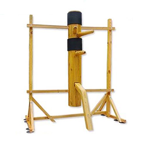 WU DE TON Traditional Kung Fu Wing Chun Wooden Dummy with Protective Pads, Wing Chun Wooden Dummy Mook Yan Jong, IP Man Wooden Dummy with Frame (Natural)