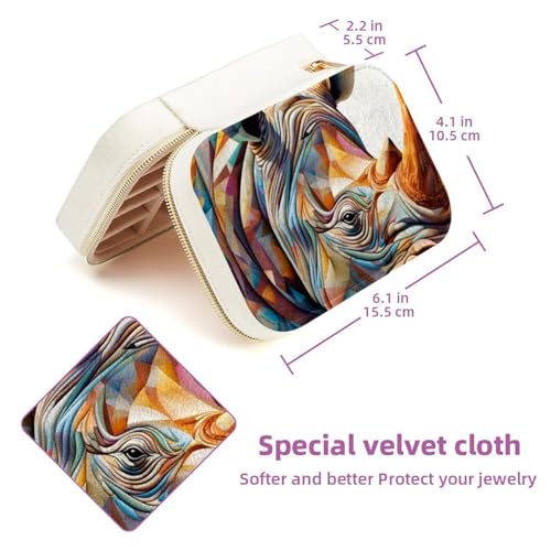 Rhino Boîte de rangement portable pour bijoux en velours avec compartiments - 6
