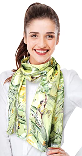 CBC Crown Women's Lightweight Tropical Zoo Animal Theme Printed Silk Feeling Satin Striped 13"x60" Fashion Scarf2