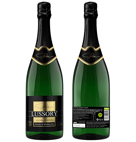 Image of Lussory Premium Sparkling Brut Dealcoholized 0.0% Non Alcoholic Wine From Spain, Low Calories, Organic, Vegan (750ml, 6 Bottle)