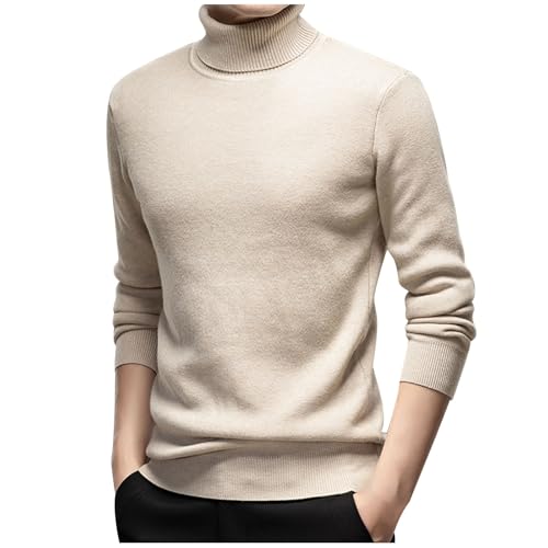 Cambkatl Men's Turtleneck Pullover Sweaters - Winter Fleece Lined Casual Knitted Long Sleeve Thermal Tops