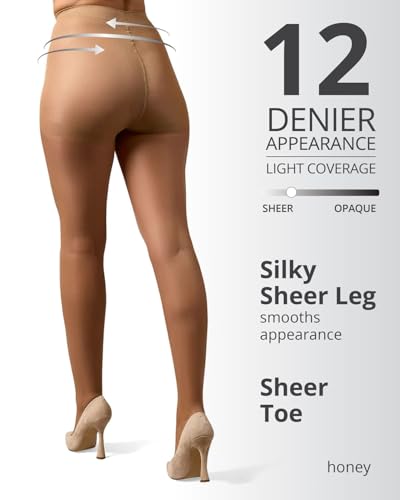 Image of MeMoi Control Top Crystal Pantyhose for Women, Breathable Sheer Tights, Control Top Sheer Stockings, Comfortable Panty Hose