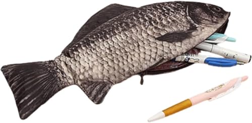Gammaeon Fisch Federmäppchen, Karpfen-Form, Make-up Tasche mit Reißverschluss, für Stifte, Schreibwaren und Kosmetik