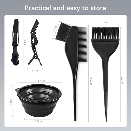 Alelusaida Conjunto de escova e tigela de tintura de cabelo, kit de 15 peças de alvejante de cabelo,