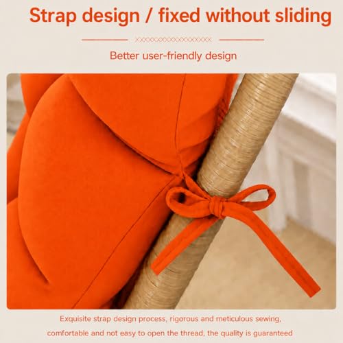Image of KYNE Rocking Chair Cushion 18 x 50 Inch Thick Tufted Chair Cushion with Backrest and Seat Pad Soft Plush Polyester Filling Non Slip Indoor Outdoor Rocking Chair Replacement Cushion (Orange)