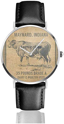 Maynard Indian Farmers Feeds Black Quartz Movement Stainless Steel Leather Strap Watches Casual Fashion Wrist Watches