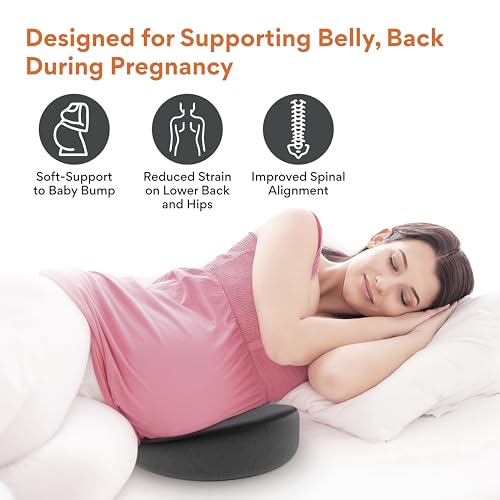 Image of FOVERA Pregnancy Pillow for Pregnant Women | Memory Foam Maternity Pillow Wedge for Supporting Belly, Back During Pregnancy - Provides Soft-Support to The Baby Bump (Dark Grey)
