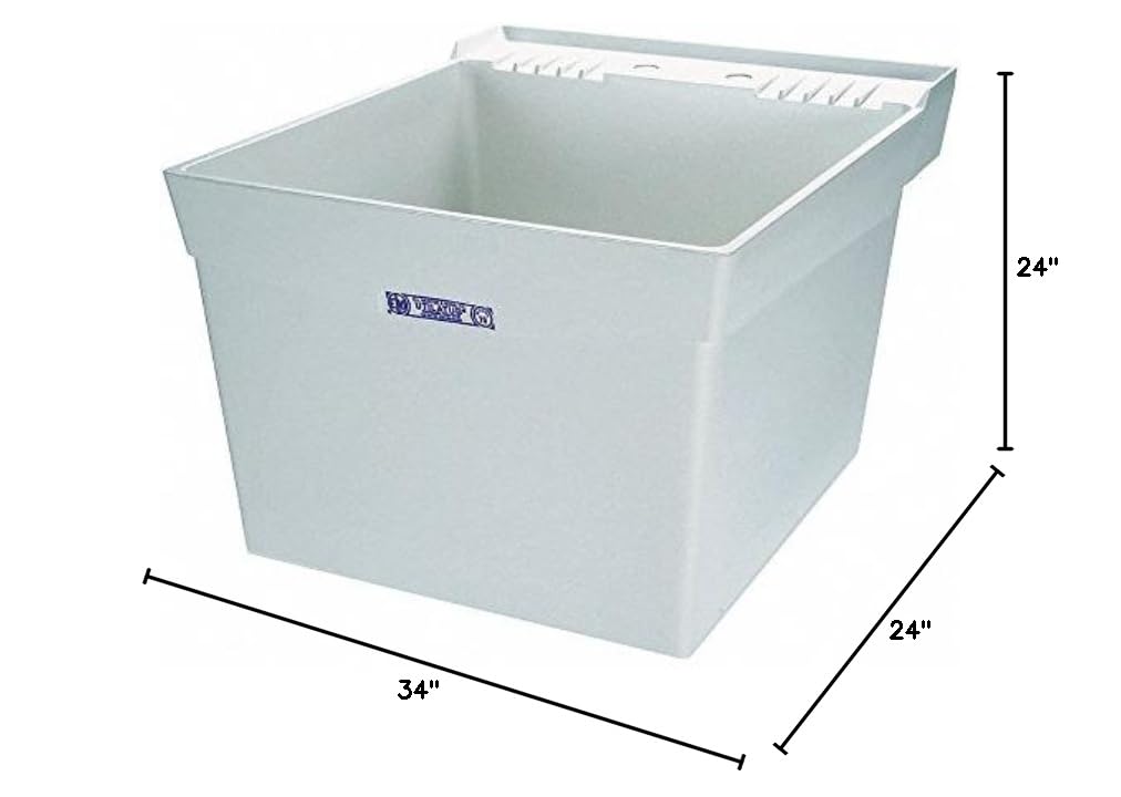 Wall-Mount Laundry Tub, 1 Bowl, White, 24"L x 20"W x 34"H