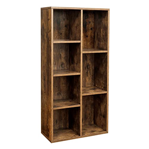 Image of VASAGLE Bookcase With 7 Compartments, Office Cube Shelf, Standing Shelf for Living Room, Bedroom, Office, Children's Room, Vintage Brown LBC27BX
