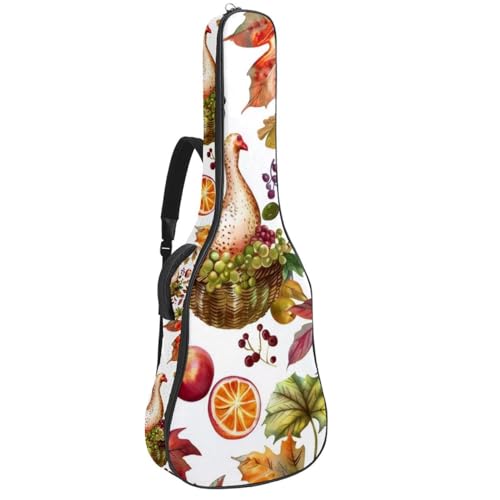 Housse de guitare acoustique 109 cm avec poches et motif Thanksgiving style sac à dos