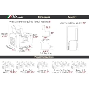 Valencia tuscany home theater seating premium top grain italian nappa 11000 leather power reclining power lumbar support power headrest row of 4 loveseat left black  urban country home decor