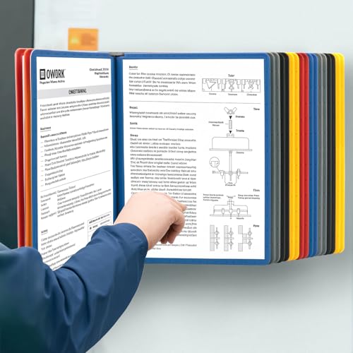 QWORK® Système de Porte Document Mural - 20X Panneaux d'Affichage A4 - pour Halls d'Exposition, Restaurants, Bureaux, Lieux Publics