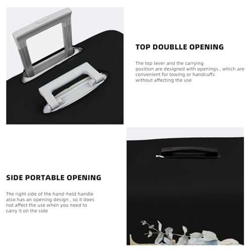 Personalized Suitcase Protector Luggage Cover with Name,with Floral Letter Black Luggage Washable Stretch Suitcase Protector Anti-Scratch Travel Suitcase Cover Fits 18-32 Inch Travel Trolley 5