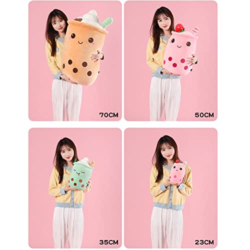 Bobomon Bubble Tea Kuscheltier PlüSchtier XXL SüßE Kissen, Kawaii Bubble Tea Cup Plushie Stofftier Boba Teetasse PlüSch Spielzeug Deko (Kaffee, 23cm)
