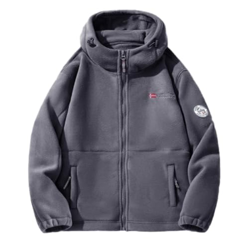 YANBLOS Men Long Sleeve Jacket Slim Fit Fashion Men With Hood Cold Jacket Youth Personality Trend Men Outdoor Jacket Casual Men Warm Comfortable Jacket B-Dark Grey S