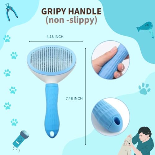 Image of Dog hair brush Thin Slicker dog Brush for hair dogs & Cat brush | Self Clean dog comb for deseeding brush for dog accessories & cat accessories