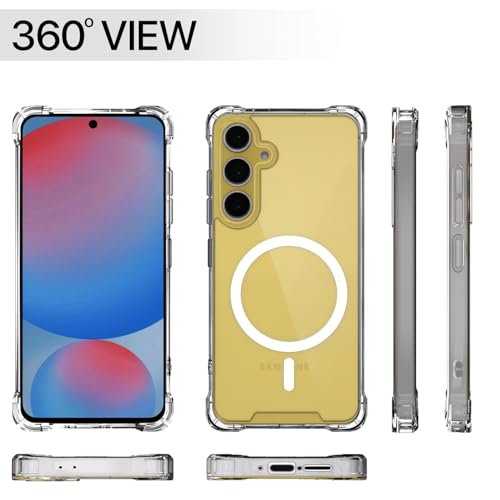Image of Amazon Basics Back Cover for Samsung Galaxy S24 FE 5G Mag-Safe Shockproof PC + TPU Protective Case Magnetic Support Bumper Case (Transparent Mag-Safe)