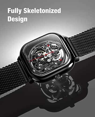 CIGA Design Stainless Steel Full Hollow Analog Black Dial Men Watch-Z011-Blbl-W13, Black Band - Image 6