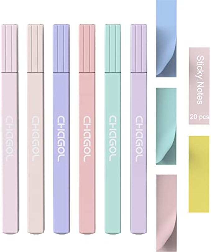 CHAGOL Cute Pastel Bible Highlighters and Pens No Bleed Through, Dry Fast Aesthetic Assorted Mild Colored Markers for Bible Journal Planner Notes School Office Supplies, 6 Pack (Youth)