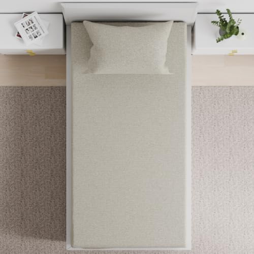 Image of Wakefit 100% Cotton 160 TC Fitted Bedsheet with 1 Pillow Cover | Dune Single, 72 inch x 36 inch, Dune | 1.83m x 91cm