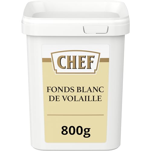 CHEF Fonds Blanc de Volaille Déshydraté - A Base de 12,7% de Viande de Volaille - Gain de Temps en Cuisine - Aide Culinaire, Sauce, Fonds, Fumet - Boîte de...
