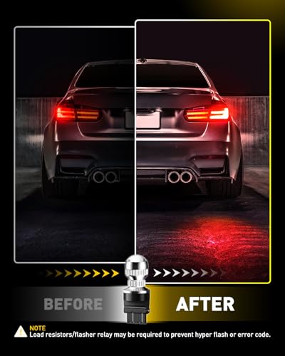 Image of AUXITO T25 3156 3157 LED Strobe Brake Lights Bulbs, Red Flashing Stop Light, Super Bright 3056 3057 3047 3155 3457 4057 4117 4157 Flashing Strobe Blinking LED Tail Light Bulbs, Pack of 2