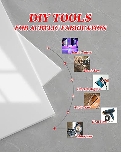 Set Of 2 Glossy Opaque White Cast Acrylic Sheets - Ideal For Laser Cutting, Art Projects, Signs And Displays (8X8 Inches, 2.8Mm Thickness) #TOP3