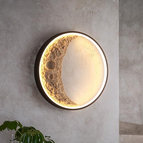 kaixunl Mond Wandlampe, 3D Wandleuchte innen, Art Deco Wohnzimmerlampe, Nachttischlampe, Runde led Wandbeleuchtung, Dimmbar Mond Lampe für Wohnzimmer Schlafzimmer Kinderzimmer Korridor Foyer 30cm