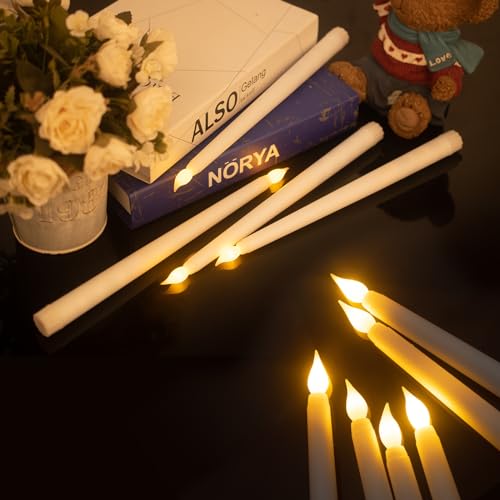 Image of 72pcs Flameless Flickering LED Taper Candles Bulk Battery Operated Candles for Christmas Halloween Birthday Wedding Party, (Ivory, 11 inch, 72pcs)