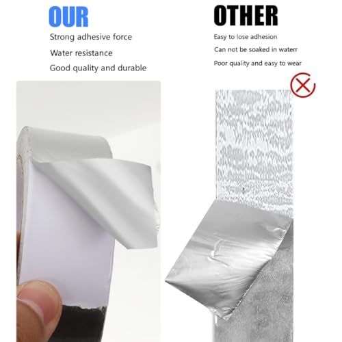 Image of Aluminium Foil Tape Adhesive Insulation Heat Resistant Foiled Tape Rolls for HVAC Repair Pipe Sealing Ducts
