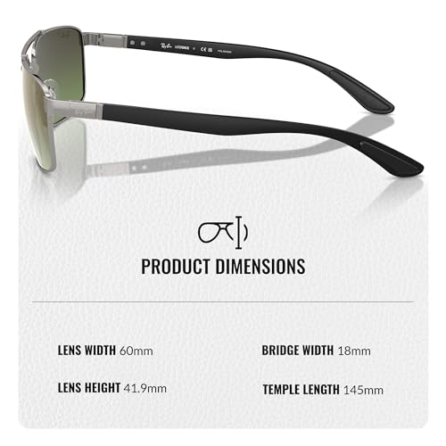Image of Ray-Ban RB3737 CHROMANCE POLARIZED Rectangle Shape Sunglasses for Men & Women with Official Eyewear Kit