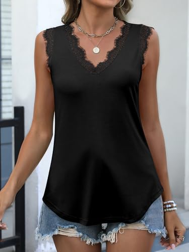 ANRABESS Womens Lace Trim Tank Tops V Neck Sleeveless Shirts 2025 Summer Casual Trendy Dressy Cami Top4