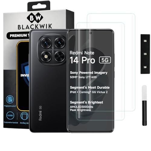 Image of Blackwik Premium Curved UV Tempered Glass For Redmi Note 14 Pro 5G Cellphone (Transparent, Pack of 2) Advanced Border Less Full Screen Coverage UV Screen Protector Guard With Installation Kit