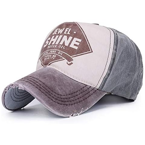 Vintage Trucker Cap Distressed Gas Oil Print Baseball Hat (Brown)(Size: One Size) Cover