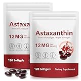 2 Pack Premium Astaxanthin 12mg,120 Softgels | Natural Antioxidant Supplement for Eye, Joint, Skin Health,Microalgae Source | 4 Month Supply | Supports Internal Circulation & Natural Tanning,Non-GMO
