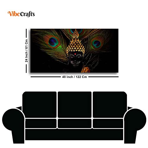 Image of VIBECRAFTS Canvas Paintings for Living Room Drawing Room Peaceful Smiling Buddha Statue Canvas Wall Painting Fitted With Wooden Frame For Home | Office | Living Room | Gift (PTVCH 2471)