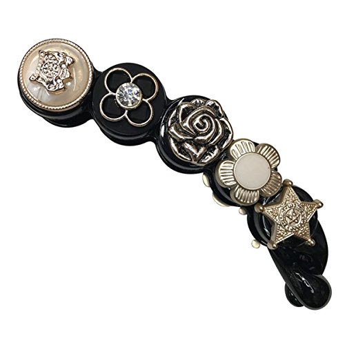 Numblartd Fashion Banana Hair Clip Pins Clamp Claw Grip - Length Approx 11cm - Women Lady Girls Alloy Dot Grab Clip Hairpin Ponytail Holder (A#)