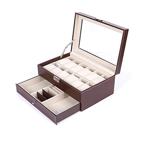 Liergou Caja de Almacenamiento de Reloj Caja de Reloj de Gama Alta Caja de joyería Doble Anillo Pendientes Caja de Gafas de Sol Caja de Almacenamiento de Joyas (Color : B, tamaño : 30x20x13CM)