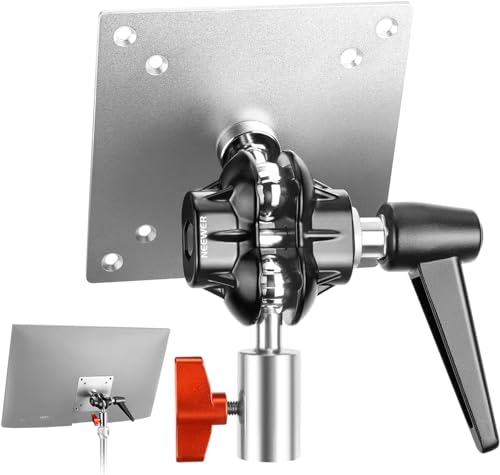 NEEWER Monitor Mount Adapter with VESA Mount, Aluminum Alloy Light Stand Adapter Dual 360° Ball Joint M4 Screw & 5/8' Receiver for Impact Screen Outdoor TV Stand, Max Load 14lb/6.3kg, MA001