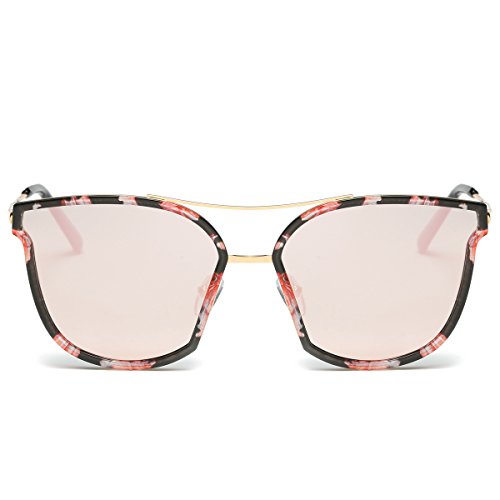 Dasein Classic Polarized Sunglasses for Women 100% UV Protection (Black-Pink/Gray)